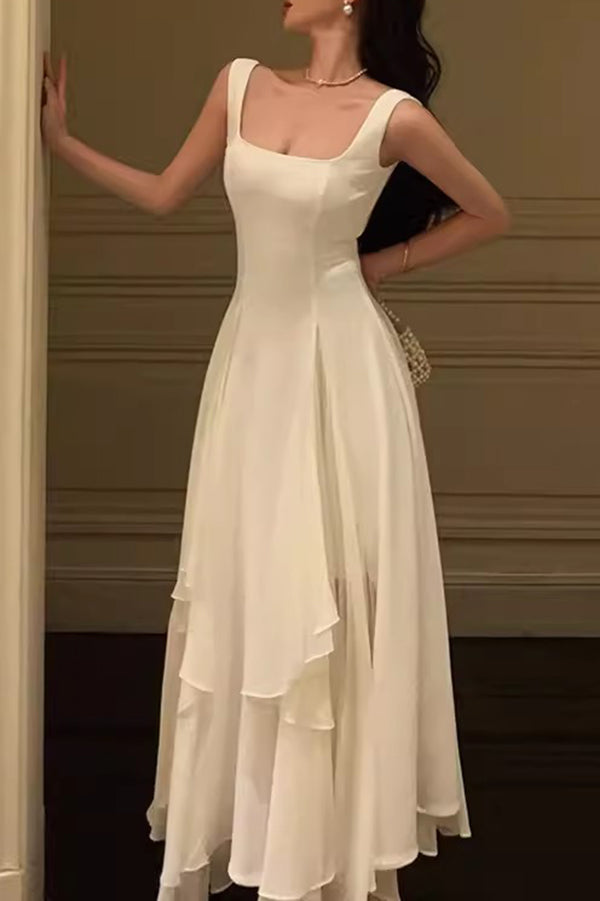 A Line Square Neck Prom Dress, Ankle Length Elegant Evening Gown UQP0248