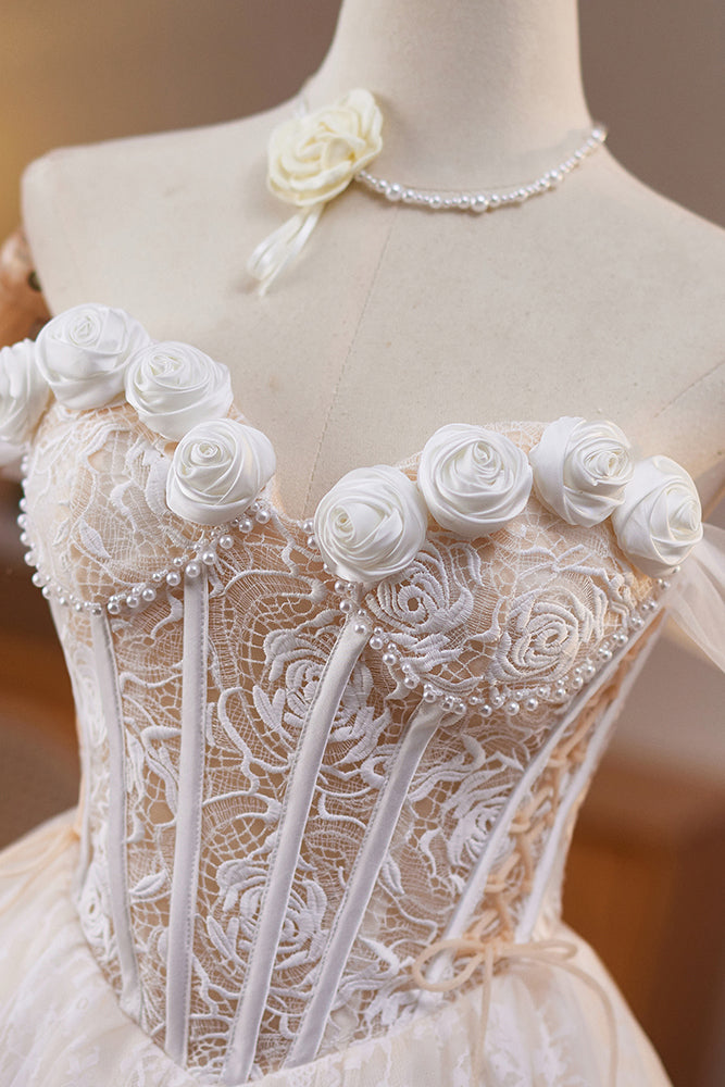 A Line Sweetheart Lace Short Prom Dress with Flowers, New Homecoming Gown UQH0283