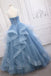 Sparkly Spaghetti Straps Floor Length Prom Dress, Puffy Tulle Long Formal Gown UQP0235