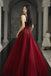 Gorgeous Burgundy Beading Prom Dresses A line Sequin Straps Tulle Evening Dress UQP0344