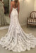 Charming Halter Sleeveless Mermaid Wedding Dress, Backless Lace Bridal Gown UQW0105