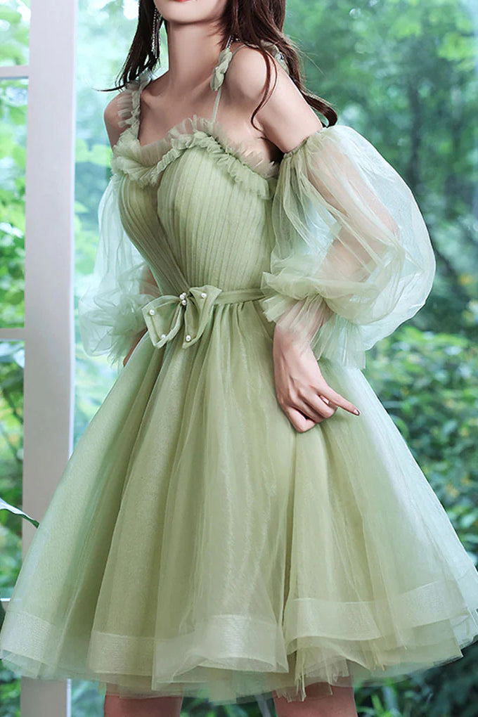 puffy homecoming dresses Short Mini Taffeta Dresss LTDZ449 TANYA BRIDAL Puffy Homecoming Dress Aline Tulle Tea Length Green