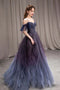 Dark Purple Long Tulle Prom Dress, Spaghetti Straps Floor Length Evening Gown UQP0234