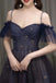 Dark Purple Long Tulle Prom Dress, Spaghetti Straps Floor Length Evening Gown UQP0234