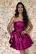 Strapless Bowknot Short Prom Dresses, A-Line Mini Homecoming Dress UQH0264