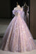 Floral Tulle Off Shoulder Party Dress, Gorgeous Long Prom Formal Gown UQP0323