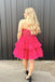 A Line Lace Appliques Tulle Layered Homecoming Dress, Sweetheart Short Prom Gown UQH0154
