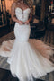 Gorgeous Sweetheart Lace Appliques Mermaid Tulle Wedding Dresses UQW0112