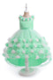 High Low Sleeveless Tulle Flower Girl Dress with Flowers, Princess Children Dress UQF0005