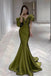Green Off the Shoulder Mermaid Long Prom Dress