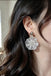 Handmade Silver Wire Crochet Flower Earrings, Copper Wire Earrings, Bridal Jewelry Gift UQJ001