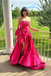 A Line Strapless Satin Long Prom Dress, Evening Formal Gown With Bowknot UQP0326