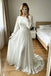 Ivory Flowy Boho Lace Chiffon Wedding Dress with Puff Long Sleeves UQW0146