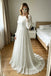 Ivory Flowy Boho Lace Chiffon Wedding Dress with Puff Long Sleeves UQW0146