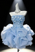 Puffy Strapless Light Blue Ruffled 3D Floral Short Homecoming Dress Cocktail Prom Gown UQH0275