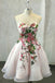 Light Pink Sweetheart Tulle Applique Short Prom Dress Homecoming Gown with Flower UQH0170