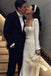 Elegant Satin Long Sleeves Square Neck Wedding Dress, Simple Mermaid Bridal Dress UQW0104