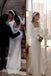 Elegant Satin Long Sleeves Square Neck Wedding Dress, Simple Mermaid Bridal Dress UQW0104