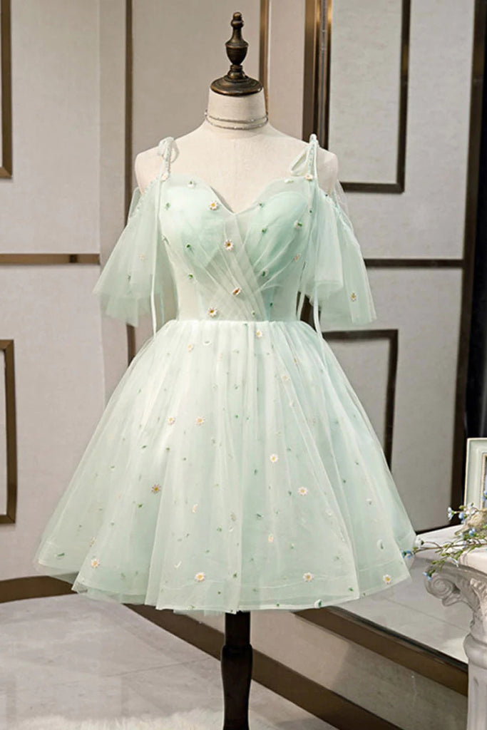 Mint Green Sweetheart Neck Tulle Short Prom Dresses, Puffy Homecoming Uniquedresss Mint Green Sweetheart Neck Tulle Short Prom Dresses, Puffy Homecoming Uniquedresss