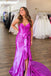 Spaghetti Straps Satin Memaid Long Prom Dress, New Arrival Party Gown with Bowknot UQP0353