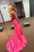 Spaghetti Straps Satin Memaid Long Prom Dress, New Arrival Party Gown with Bowknot UQP0353