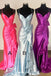 Spaghetti Straps Satin Memaid Long Prom Dress, New Arrival Party Gown with Bowknot UQP0353