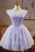 Princess Off the Shoulder Tulle Homecoming Dress with Lace, Lavender Prom Gown UQH0285