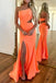 Orange Mermaid One Shoulder Long Prom Dress With Slit, New Arrival Formal Gown UQP0278