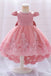Burgundy Cap Sleeves High Low Flower Girl Dress with Lace Appliques UQF0006