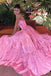 Pink Strapless High Leg Split Prom Dress Floor Length Party Dresses UQP0342