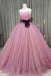 Ball Gown Pink Sweetheart Neck Tulle Long Prom Dress Princess Quinceanera Dresses UQP0238