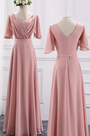 A Line New Style Chiffon Bridesmaid Dress, Pink Multiple Styles Long Dresses UQB0033