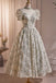 Princess A Line High Neck Tea Length Prom Dress, Homecoming Gown with Beads UQH0164