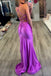 Purple Spaghetti Straps Mermaid Prom Dress, Simple Trumpet Formal Dress UQP0293