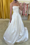 Spaghetti Straps Satin Long Wedding Dress, Vintage Bridal Dress UQW0129