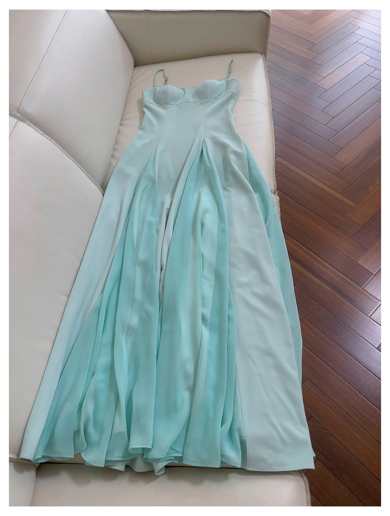 Tiffany Blue Spaghetti Straps Long Prom Dress, Simple New Style Party Gown UQP0372