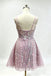 Spaghetti Straps A Line Sequin Mini Homecoming Dress, Short Cocktail Party Gown UQH0280