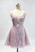 Spaghetti Straps A Line Sequin Mini Homecoming Dress, Short Cocktail Party Gown UQH0280