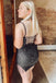 Spaghetti Straps Sheath Sequines Homecoming Dress Boycon Mini Party Dress UQH0151