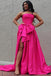 A Line Strapless Satin Long Prom Dress, Evening Formal Gown With Bowknot UQP0326