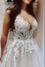 A-Line Tulle Beach Wedding Dresses With Lace Appliques, V Back Bridal Gowns UQW0102