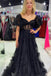 Pink Tulle Off-the-Shoulder A-Line Long Prom Dress with Ruffles Evening Dresses UQP0292