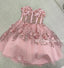 Princess Sparkly Sweetheart Homecoming Dresses with 3d Flowers, Pink Sweet 16 Dresses UQH0106