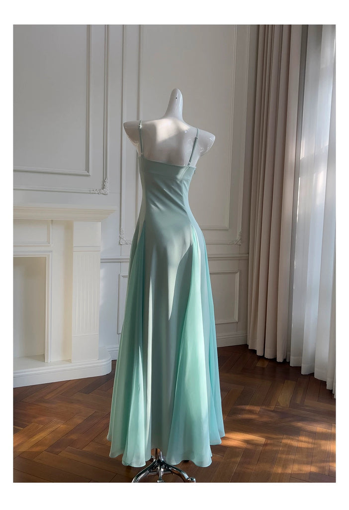 Tiffany Blue Spaghetti Straps Long Prom Dress, Simple New Style Party Gown UQP0372