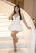 A Line White Homecoming Dress Short Evening Gown Mini Cocktail Dresses UQH0269