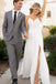 Spaghetti Straps Lace Chiffon Long Flowy Beach Wedding Dresses, Bridal Gowns UQW0098