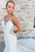 White Mermaid V-Neck Beading Trumpet Long Wedding Dress, Long Bridal Gown UQW0094