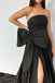 A Line Strapless Satin Long Prom Dress, Evening Formal Gown With Bowknot UQP0326