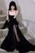 Black Mermaid Sequins Prom Dress Spaghetti Straps Sleeveless Beading Party Gown UQP0225
