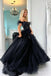 Princess Black Off the Shoulder Tulle Prom Dress with Flowers, Lace Quinceanera Dress UQP0261